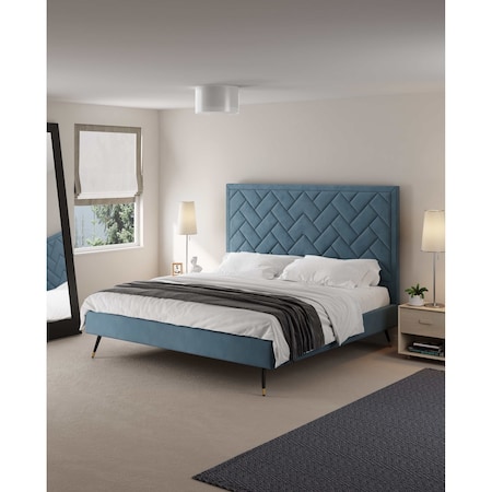 Manhattan Comfort Crosby King-Size Bed in Blue BD009-KG-BL